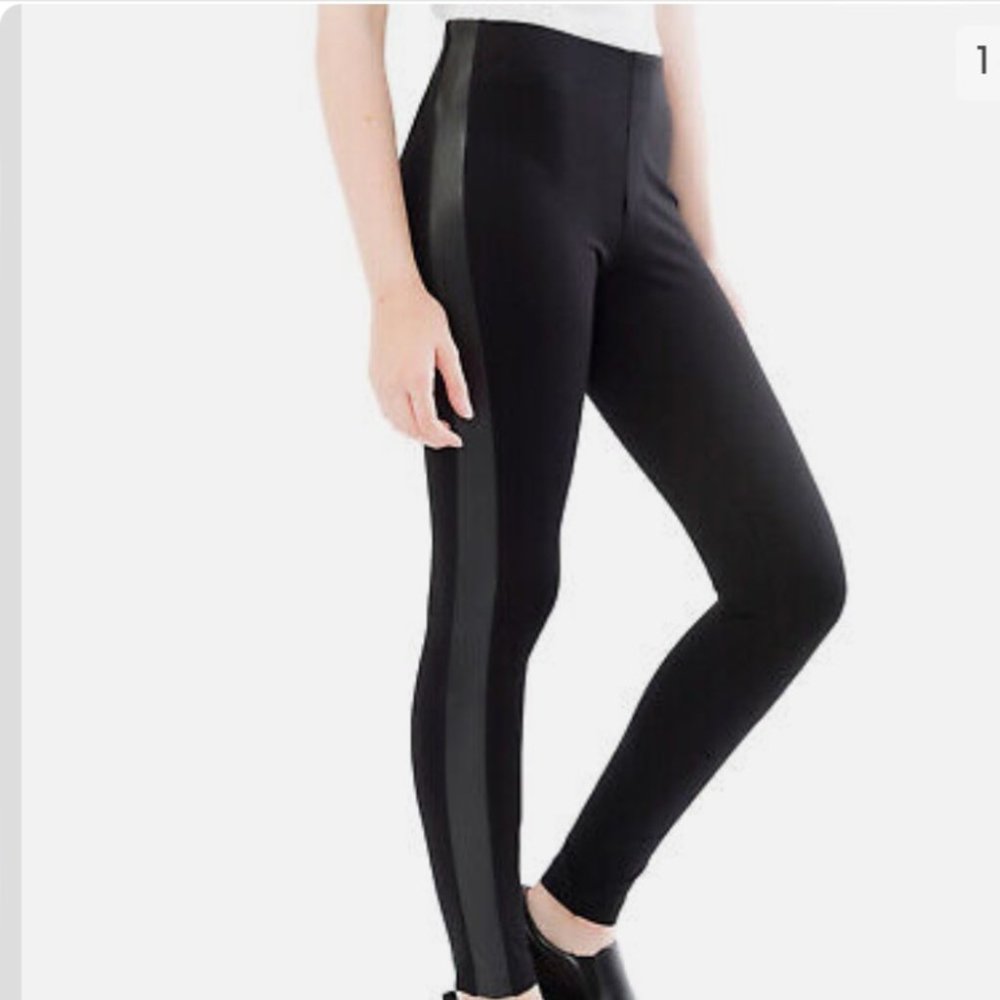 Leggings with faux leather strips Size L